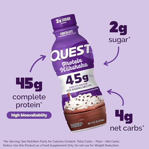 Chocolate Protein Shake, 45g Protein, Ready to Drink, 12 Count P60382