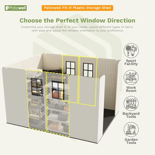 Outdoor Plastic Storage Shed with Floor, Window and Lockable Door A4787