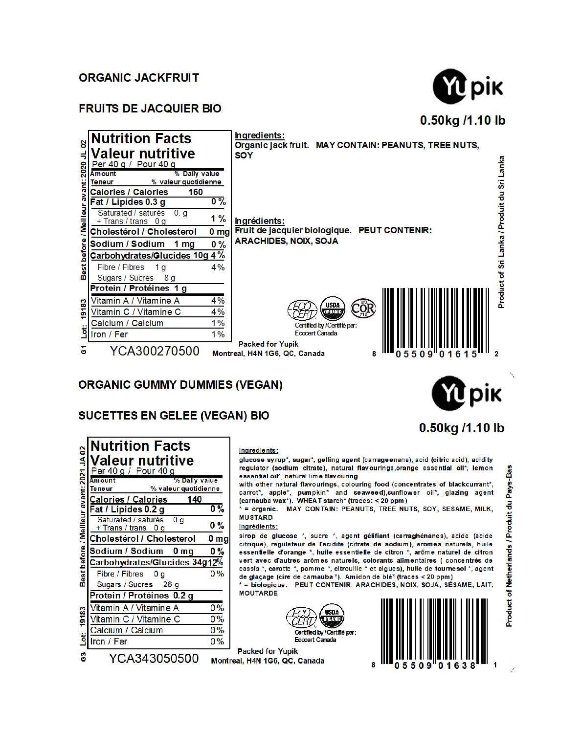 Organic Jackfruit Dried Fruit, Soft & Chewy, Vegan, Gluten-Free Y581