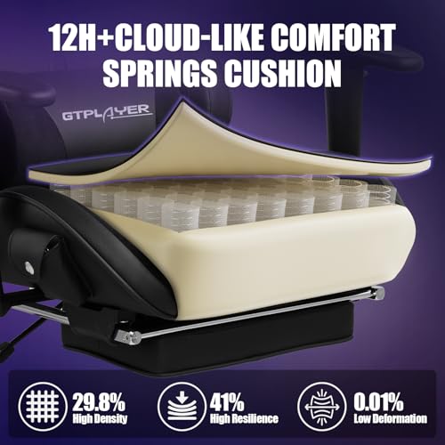 Gaming Chair with Speakers, Recliner with Footrest, Height Adjustable I3670