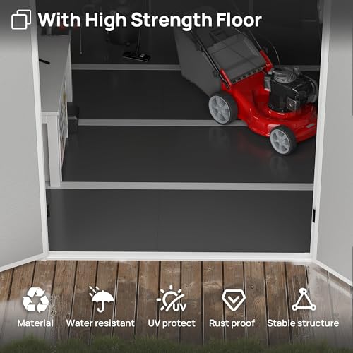 Outdoor Storage Shed with Floor, Lockable Door & Window, Waterproof Tool Shed M47080