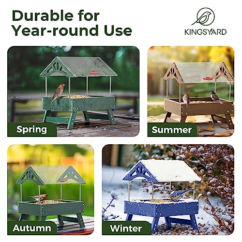 Ground Bird Feeder for Outdoors - Recycled Plastic Platform Feeder for Wild Birds, Rainproof, 5 LBS Capacity F69206