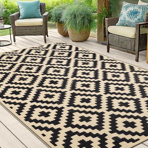 Waterproof Outdoor Rug 5x8 ft, Reversible Plastic Straw Patio Mat Z2613