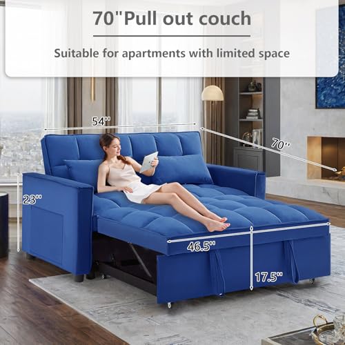 Convertible Sleeper Sofa Bed with Pull-Out Bed and Adjustable Backrest V521