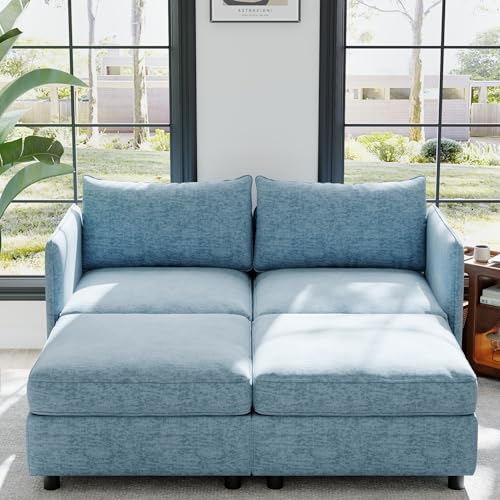 Modular Storage Sectional Sofa with Movable Ottomans, U-Shaped Chenille U839651