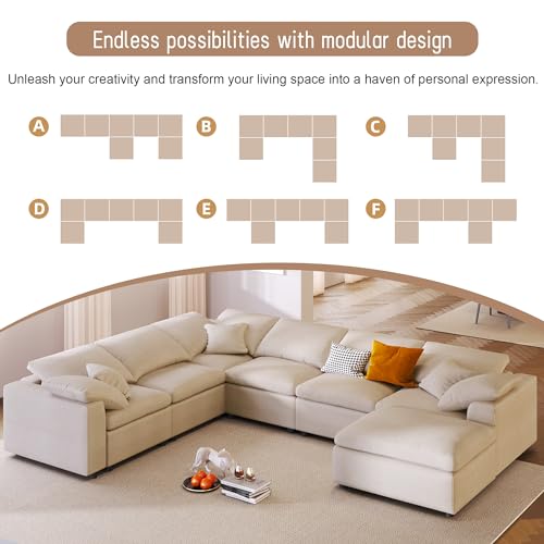 Modular Sectional Sofa with Ottoman, U-Shaped Lounge Couch H930