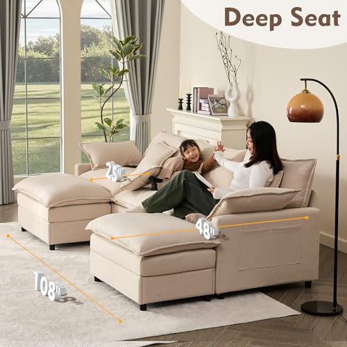U Shaped Modular Sectional Sofa with Ottoman, Chenille, Black Z16537