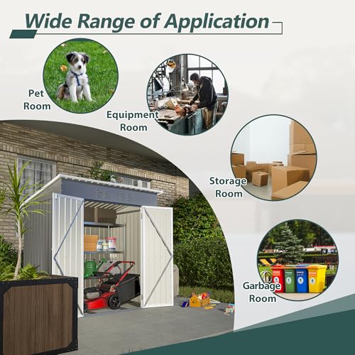Outdoor Storage Shed, Heavy-Duty All-Weather Tool Shed with Lockable Doors C3585