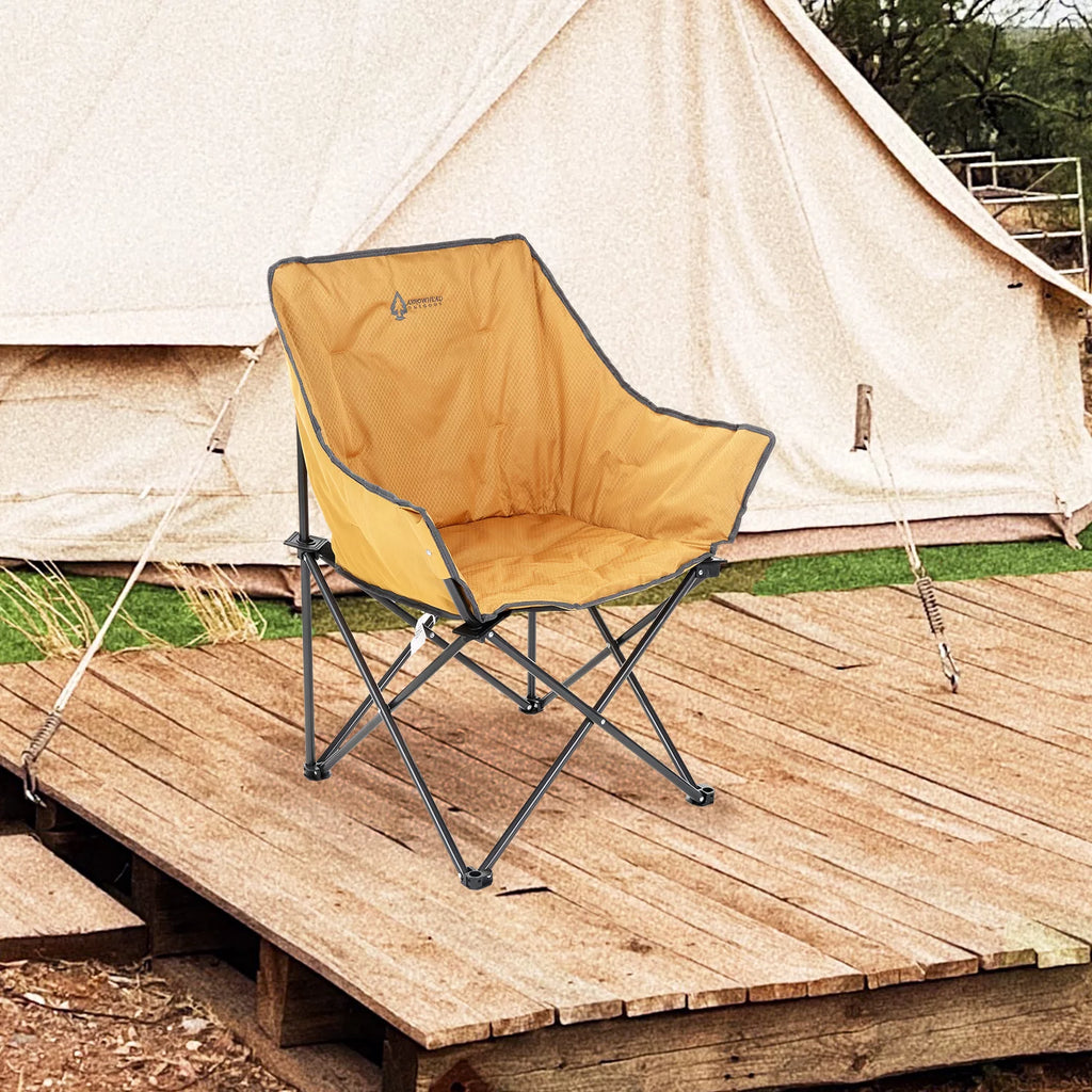 Portable Folding Camping Quad Chair, Heavy-Duty Steel Frame, Supports 250lbs, with Carrying Bag A8160