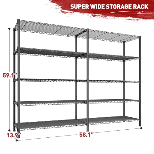 Metal Storage Shelving Unit 5-Tier Heavy Duty Adjustable Wire Shelves F25196