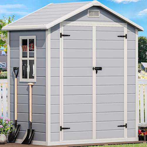 Resin Storage Shed with Reinforced Floor, Lockable Door and Vents I92384
