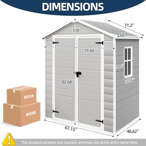Outdoor Storage Shed with Floor, Waterproof Resin, Lockable Doors U3827