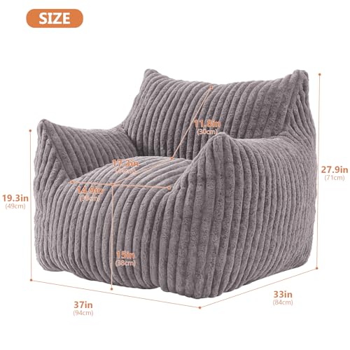 Plush Bean Bag Chair with Armrests for Adults and Teens M473