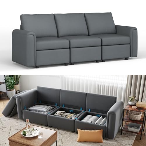 Modular Sectional Sofa with Storage, U Shaped Couch, Blue Y4358