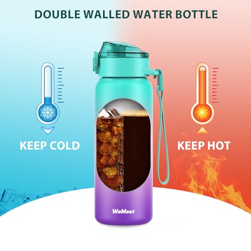 32oz Insulated Stainless Steel Water Bottle with Straw and Spout Lid P793