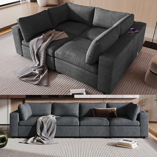 Modular Sectional Sofa with Ottoman, U-Shaped Lounge Couch H930