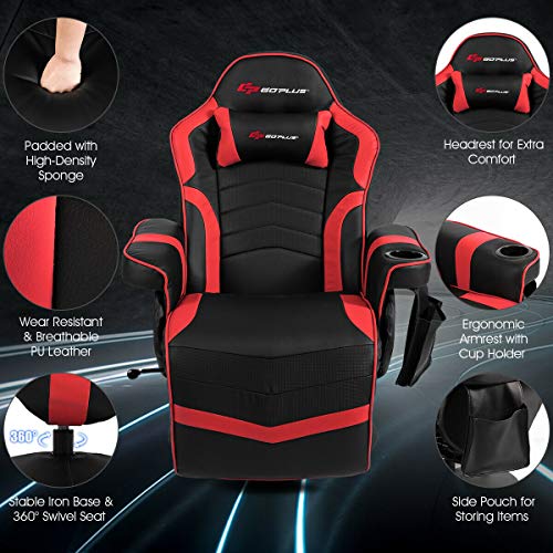 Massage Gaming Chair with Adjustable Backrest and Footrest G669073