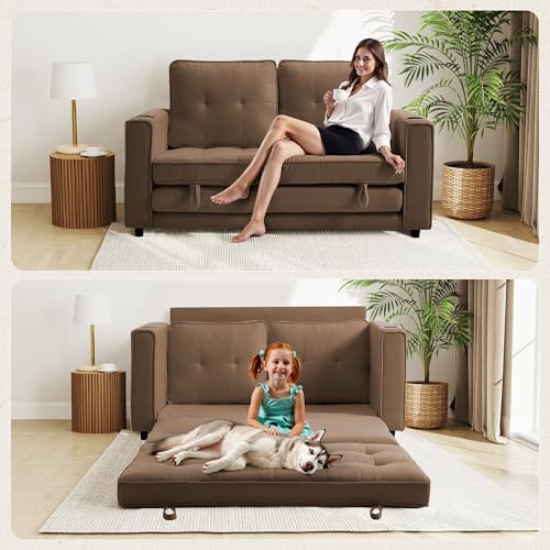 Sleeper Sofa Bed Convertible Futon for Small Spaces, Dark Blue F79197