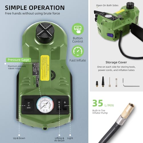 Car Jack 5 Ton 12V Portable Hydraulic Vehicle Lift with Inflator Pump P51948