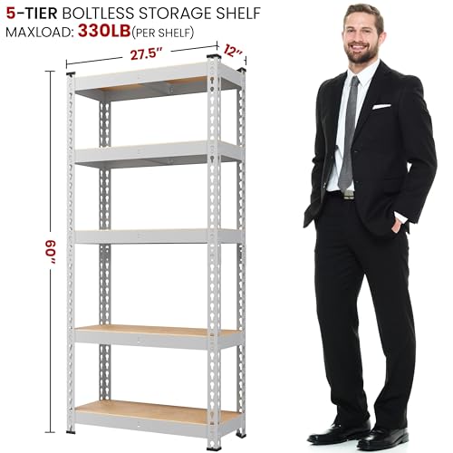 5-Tier Adjustable Metal Shelving Unit for Garage, Pantry, and Warehouse M7734