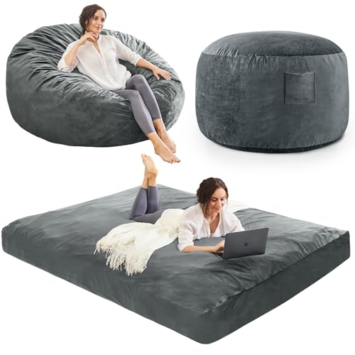 Giant Bean Bag Chair Convertible Bed with Microfiber Cover X2136