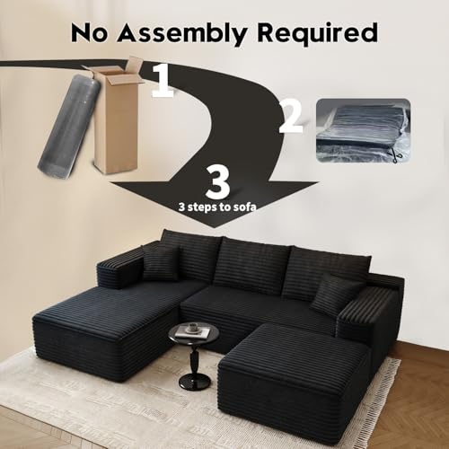 Modular Sectional Sofa with Ottoman, U-Shaped Deep Seat Couch for Living Room O870
