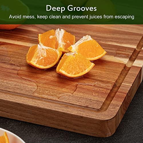 Acacia Wood Cutting Board with Handle and Juice Groove H90766