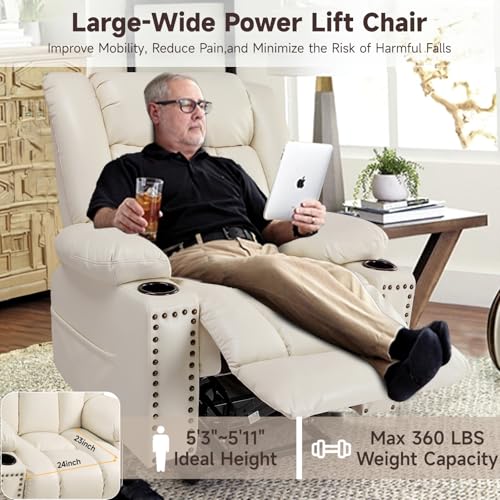 Power Lift Recliner Chair for Elderly with Heat and Massage, Adjustable Positions, Dark Brown P618617