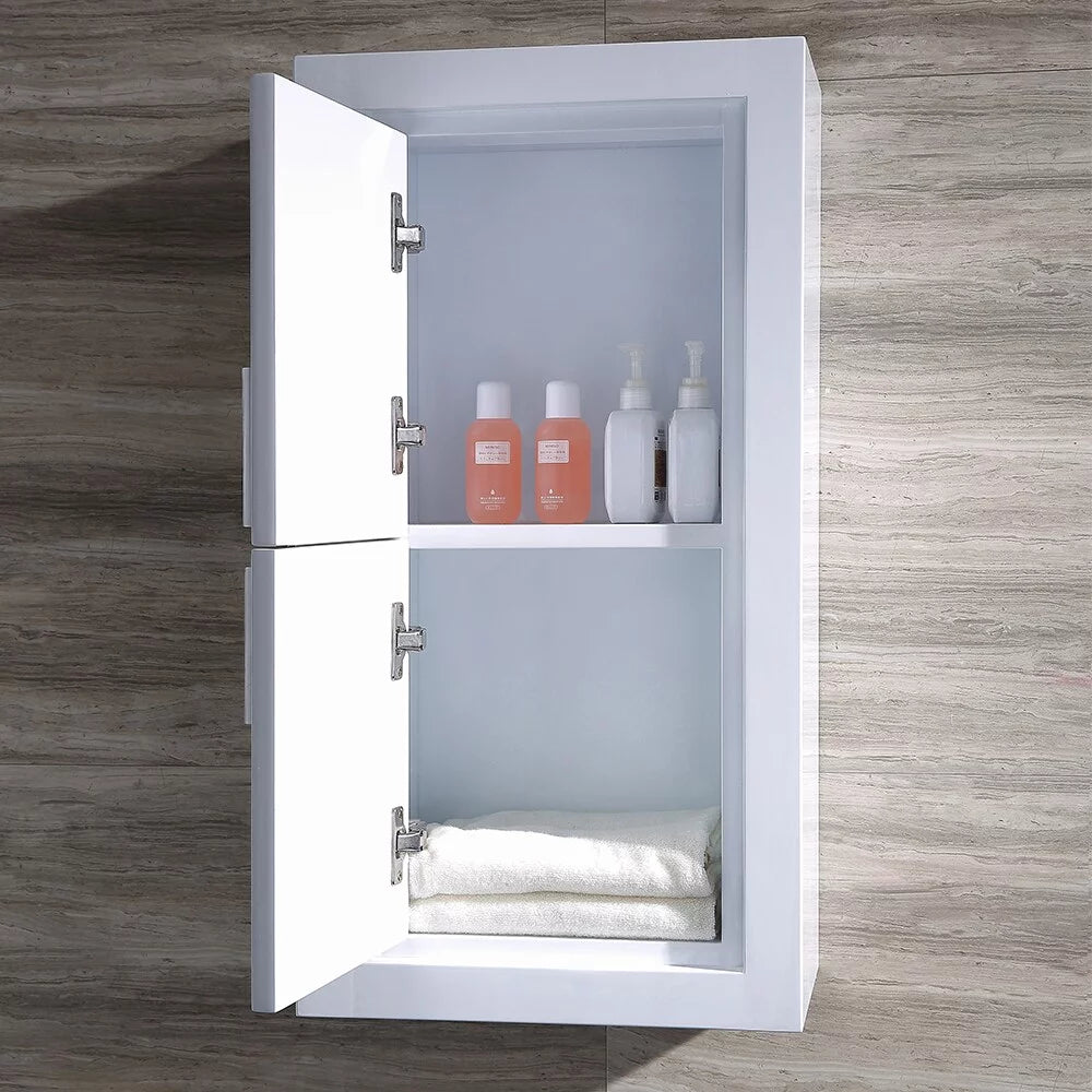 White Bathroom Linen Side Cabinet with 2 Doors Y548977