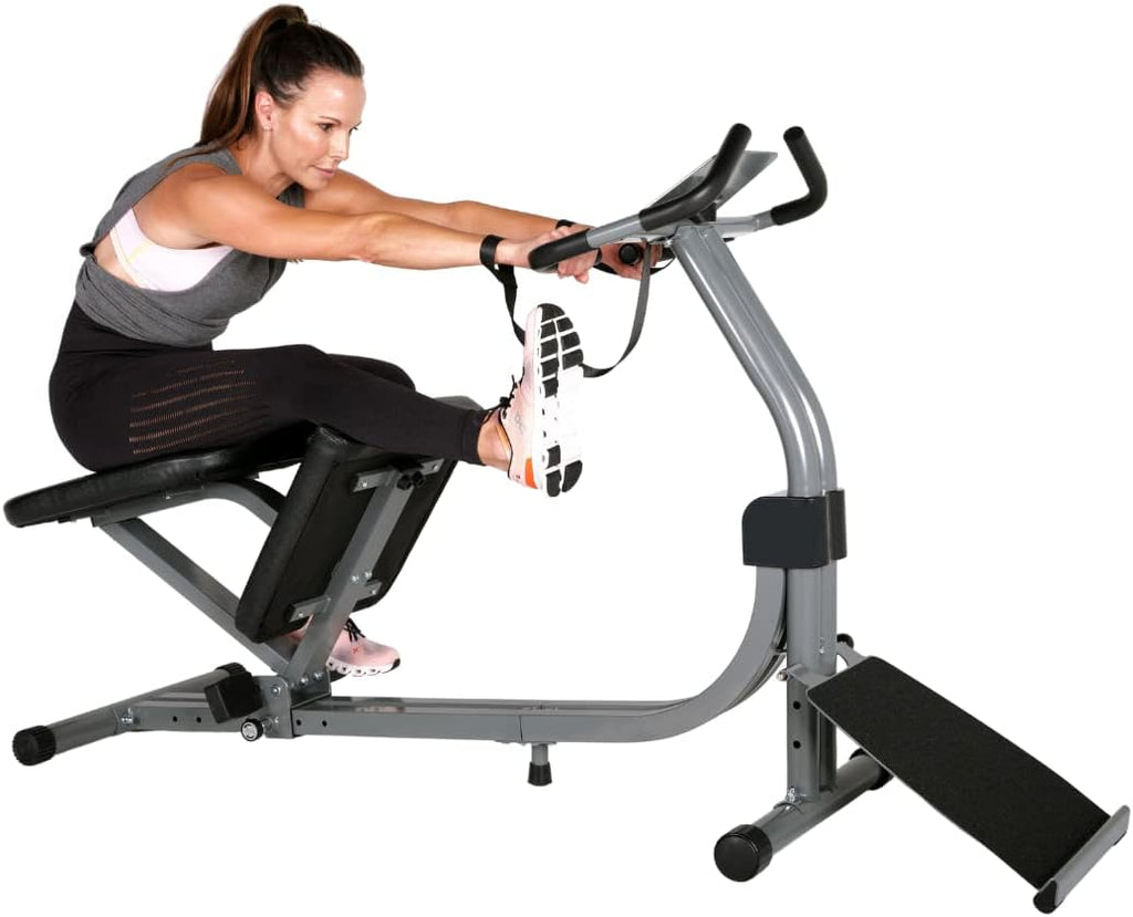 Full Body Stretching Machine with Adjustable Sliding Seat and Slant Board for Flexibility and Back Pain Relief N741418