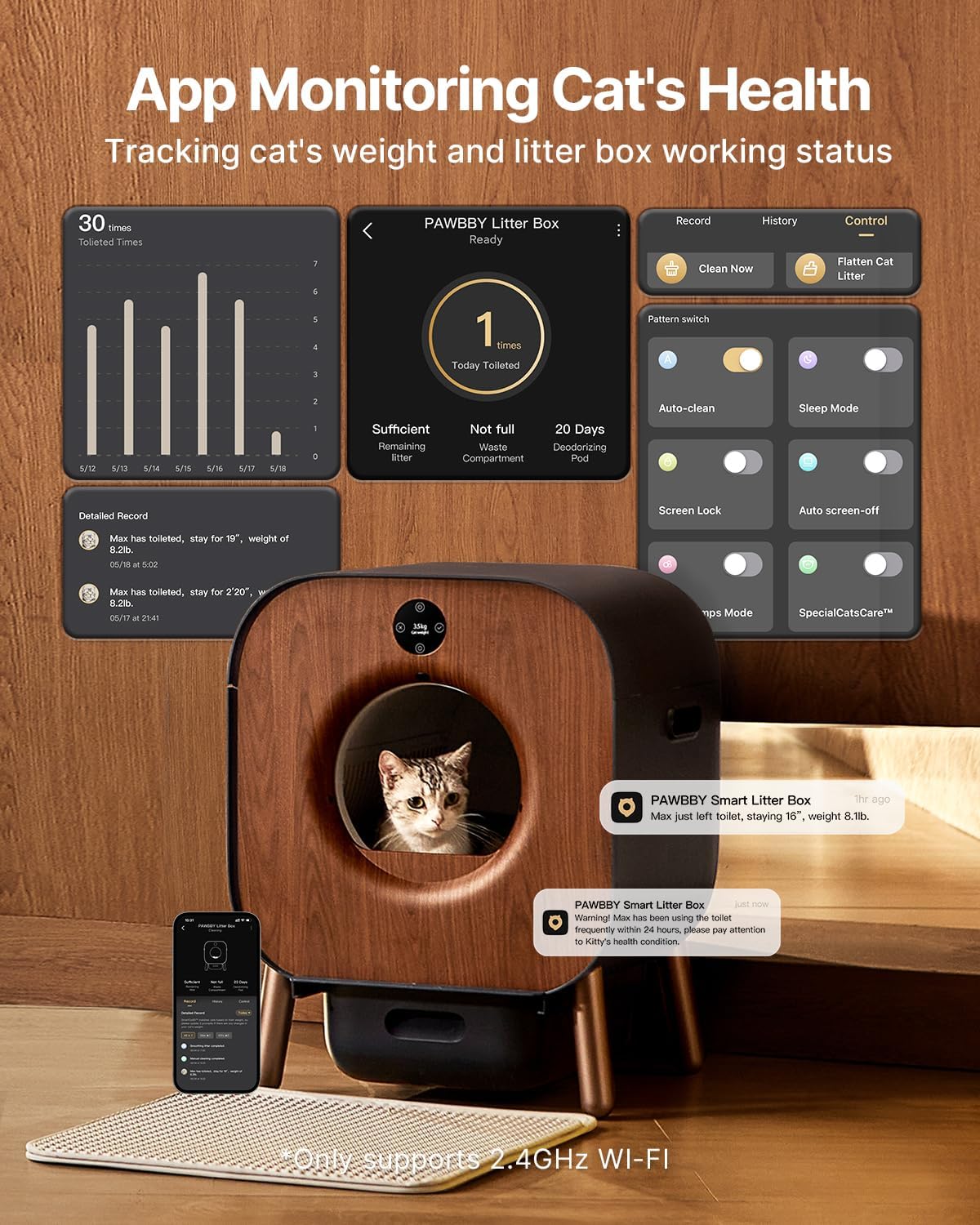 Automatic Self-Cleaning Cat Litter Box for Multi Cats, Extra Large with Odor Control E659