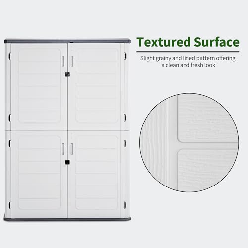 Plastic Storage Shed 4.3 x 2.5 ft, Waterproof Outdoor Cabinet with Floor L995