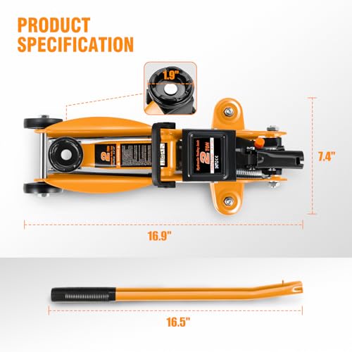 Floor Jack 3 Ton Capacity, Low Profile Heavy Duty Hydraulic Car Jack, Lifting Range 3"-20" O821