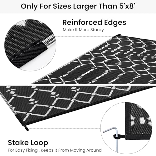 Waterproof Outdoor Rug 5x8 ft, Reversible Plastic Straw Patio Mat Z2613