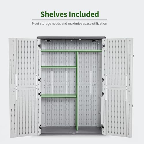 Plastic Storage Shed 4.3 x 2.5 ft, Waterproof Outdoor Cabinet with Floor L995