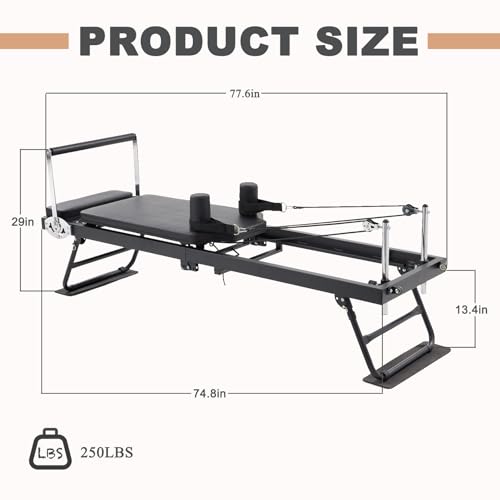 Foldable Pilates Reformer Machine for Home Gym, 250 lbs Capacity J904802