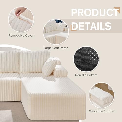 Modular L-Shape Sectional Sofa with Oversized Chaise A47792