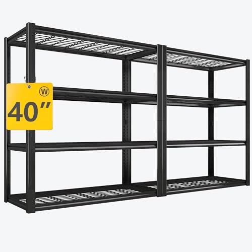 40" W Garage Shelving 2240 LBS Storage Shelves Adjustable Metal Heavy Duty 4 Tier R5651