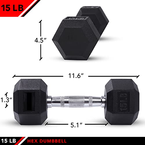 Rubber Hex Dumbbells with Ergonomic Hand Weights for Strength Training P691176