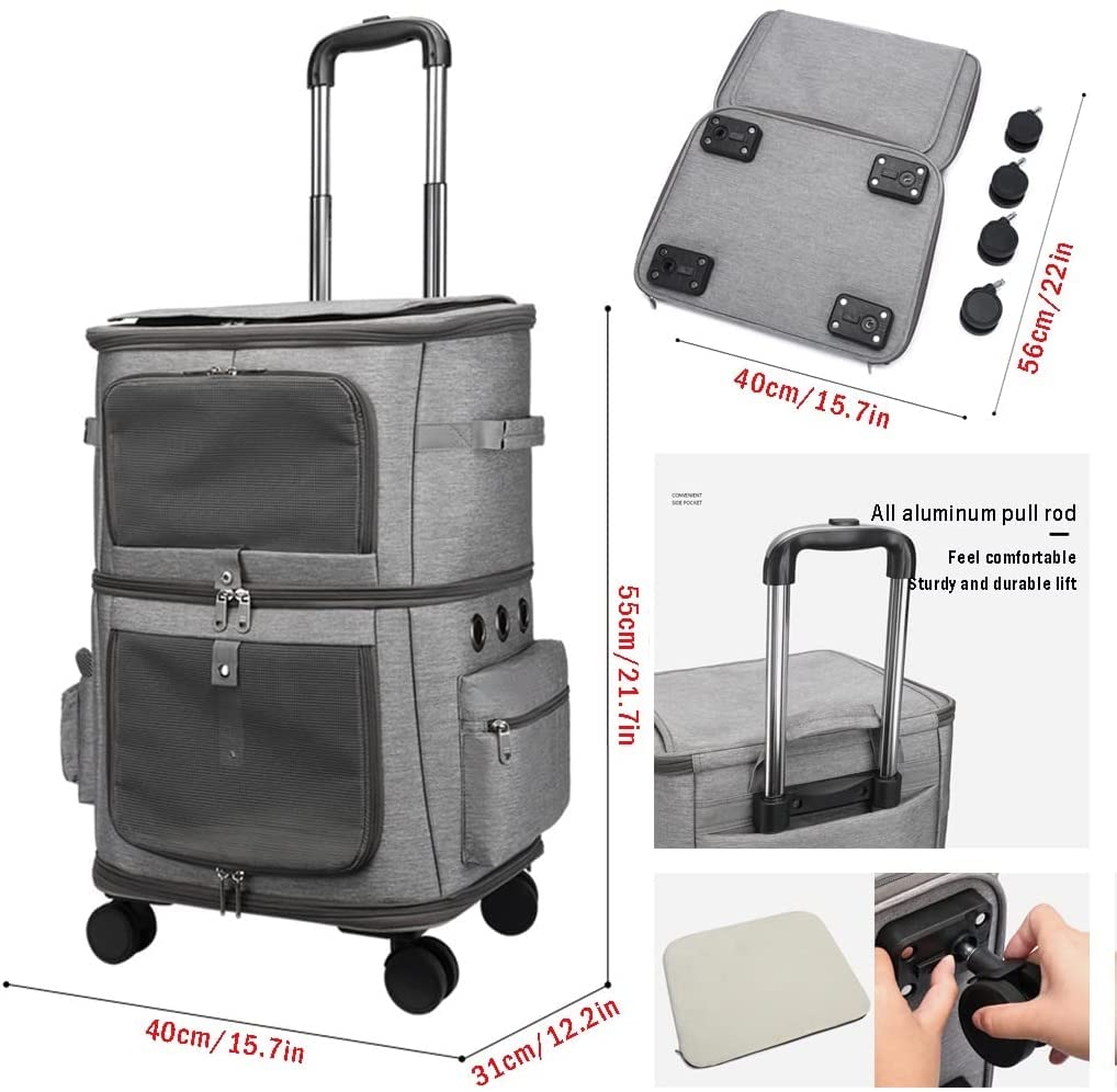 Double-Layer Pet Stroller for Two Cats or Small Dogs W2666