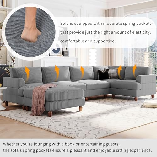 Modular Sectional Sofa with Ottoman, U-Shaped Lounge Couch H930