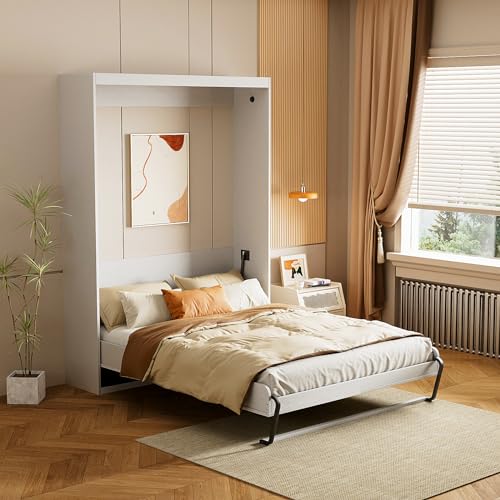 Twin Size Murphy Wall Bed, White, Space-Saving X16799