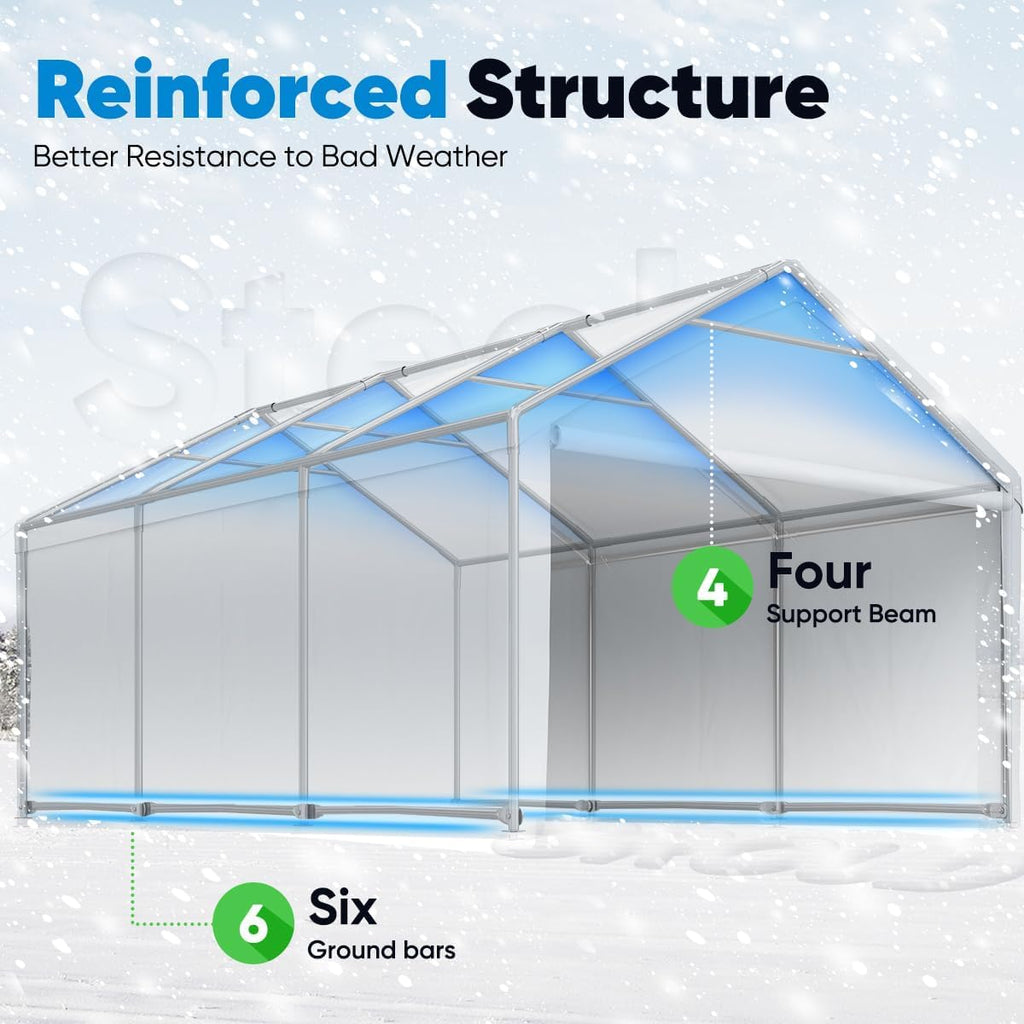 Heavy Duty Carport Galvanized Canopy Outdoor Boat Shelter C392581