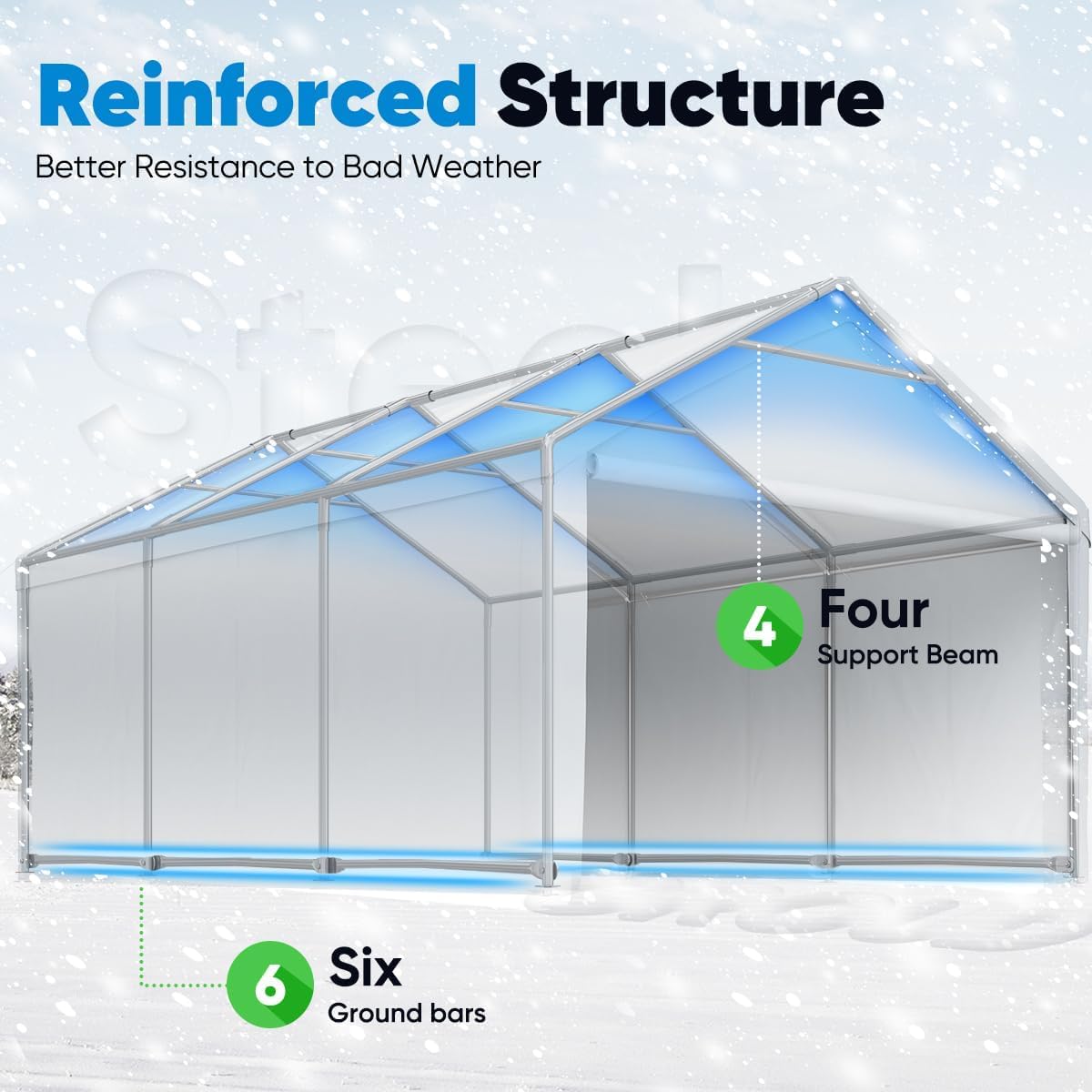 Heavy Duty Carport Galvanized Canopy Outdoor Boat Shelter C392581