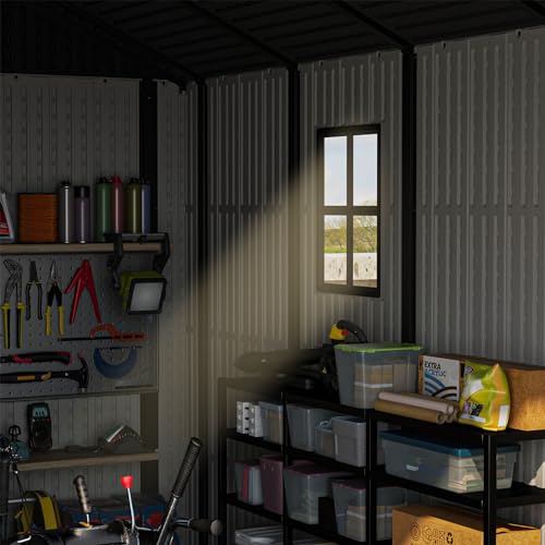 Outdoor Plastic Storage Shed with Floor, Window and Lockable Door A4787