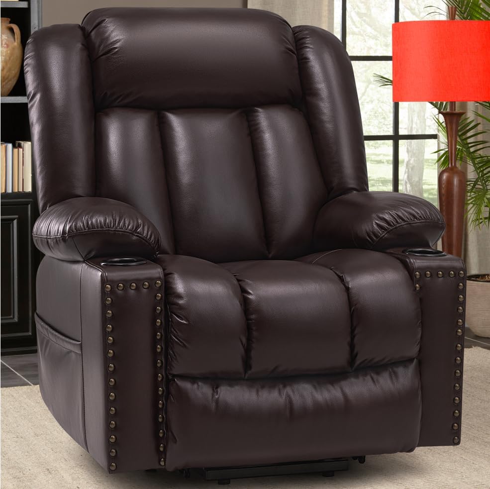 Power Lift Recliner Chair for Elderly with Heat and Massage, Adjustable Positions, Dark Brown P618617