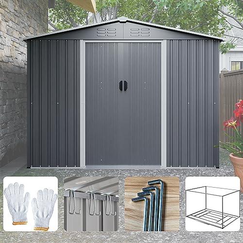 Outdoor Storage Shed, Heavy-Duty All-Weather Tool Shed with Lockable Doors C3585