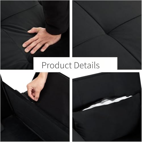 Sleeper Sofa Bed with Side Pocket, Convertible Futon Couch for Living Room X8857