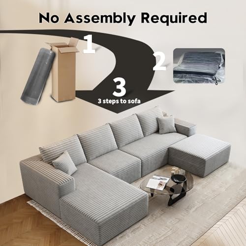 Modular Sectional Sofa with Ottoman, U-Shaped Deep Seat Couch for Living Room O870