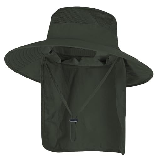 UPF 50+ Wide Brim Bucket Hat with Neck Flap for Fishing L131